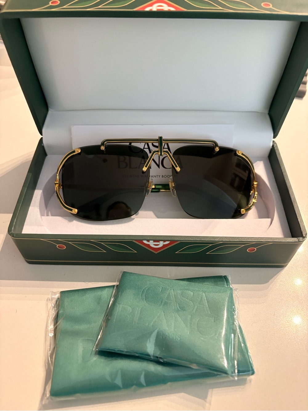 Casa Blanco Black and Gold Aviator Sunglasses